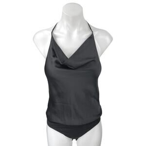 Abercrombie & FItch Black Sleeveless Silk Satin Cowl Neck Bodysuit Tank Top XS